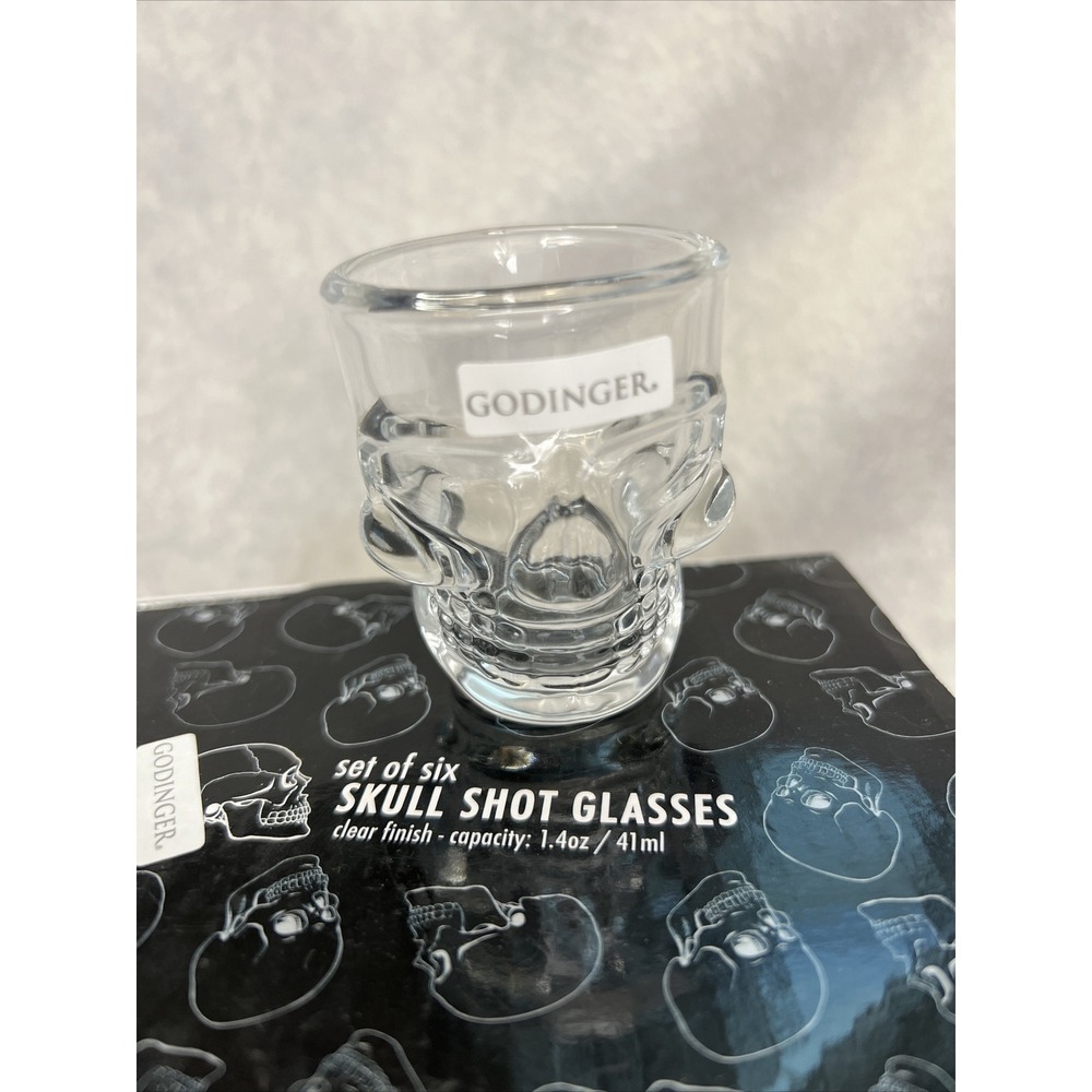 Godinger Skull Shot Glasses Set of‎ 5 Halloween Party Glasses Scary 1.4 Oz. NEW